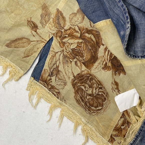 Jaded Gypsy Phoebe Harmony Denim Jacket Peace Sign Tattered Lace L/XL Coachella - Picture 4 of 5